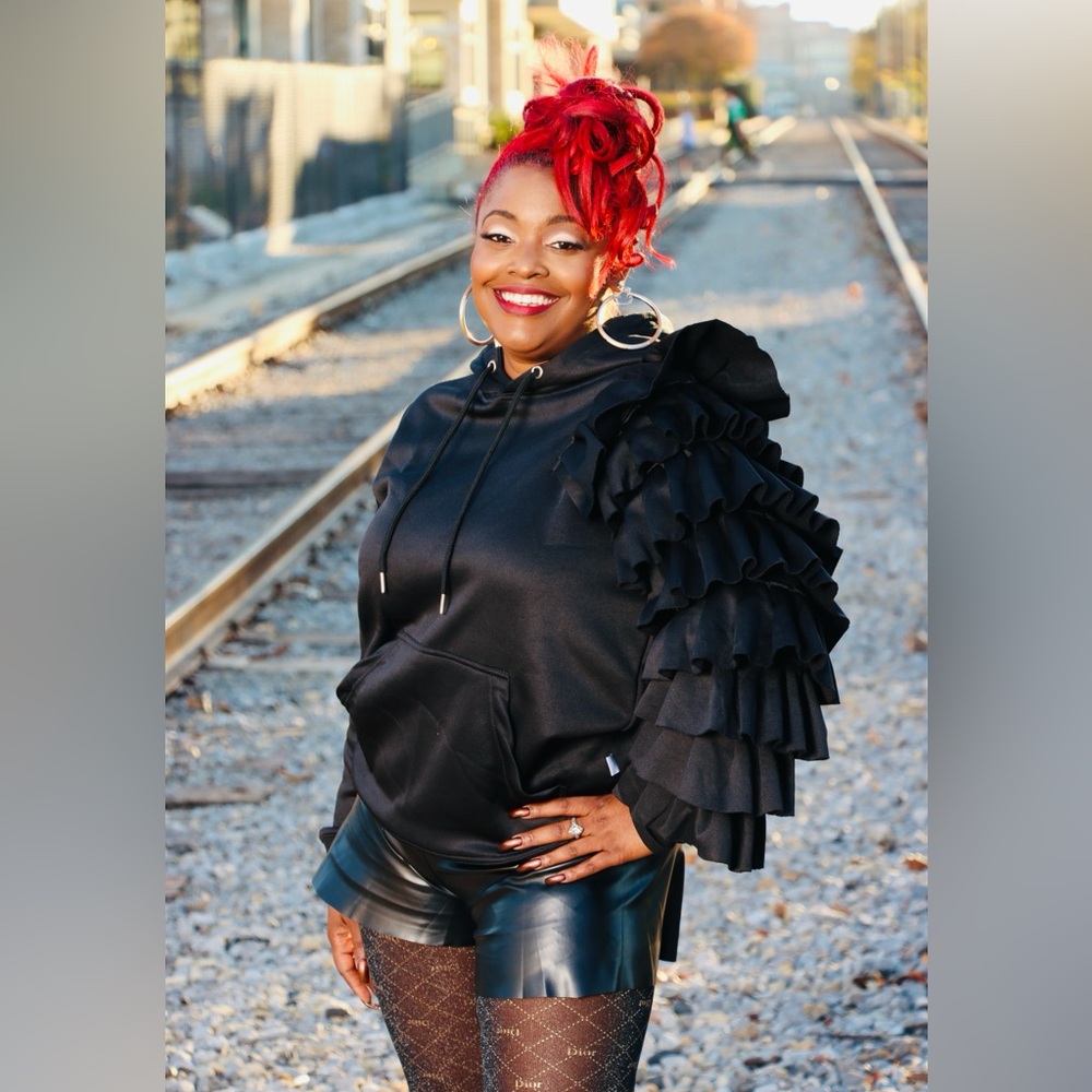 Ruffle Sleeve Hoodie